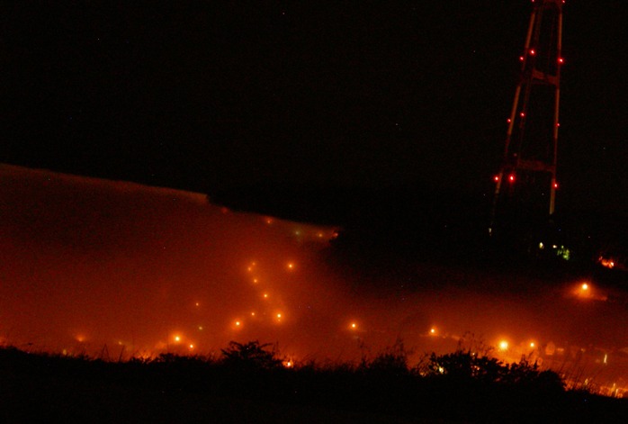 Fog over Forest Knolls (view from Twin Peaks)