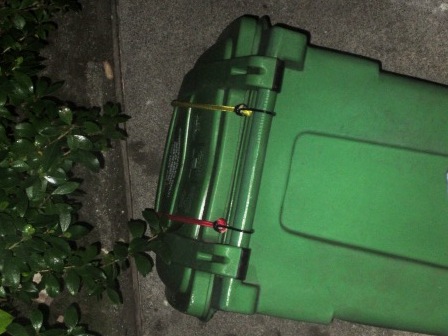 trashcan with bungee cords