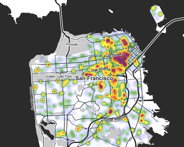 San Francisco noise complaints map dec 2013