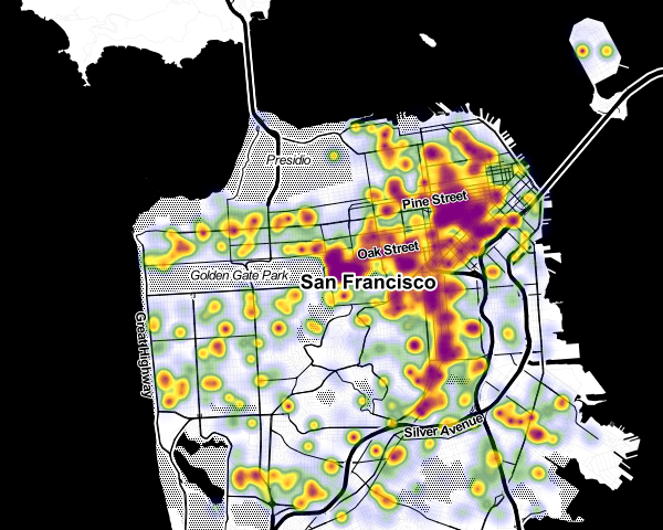 San Francisco noise complaints map oct 2013