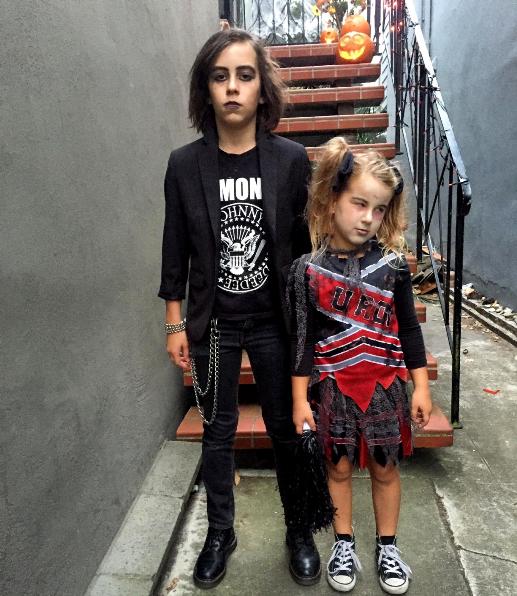 goth dude and zombie cheerleader halloween 2015